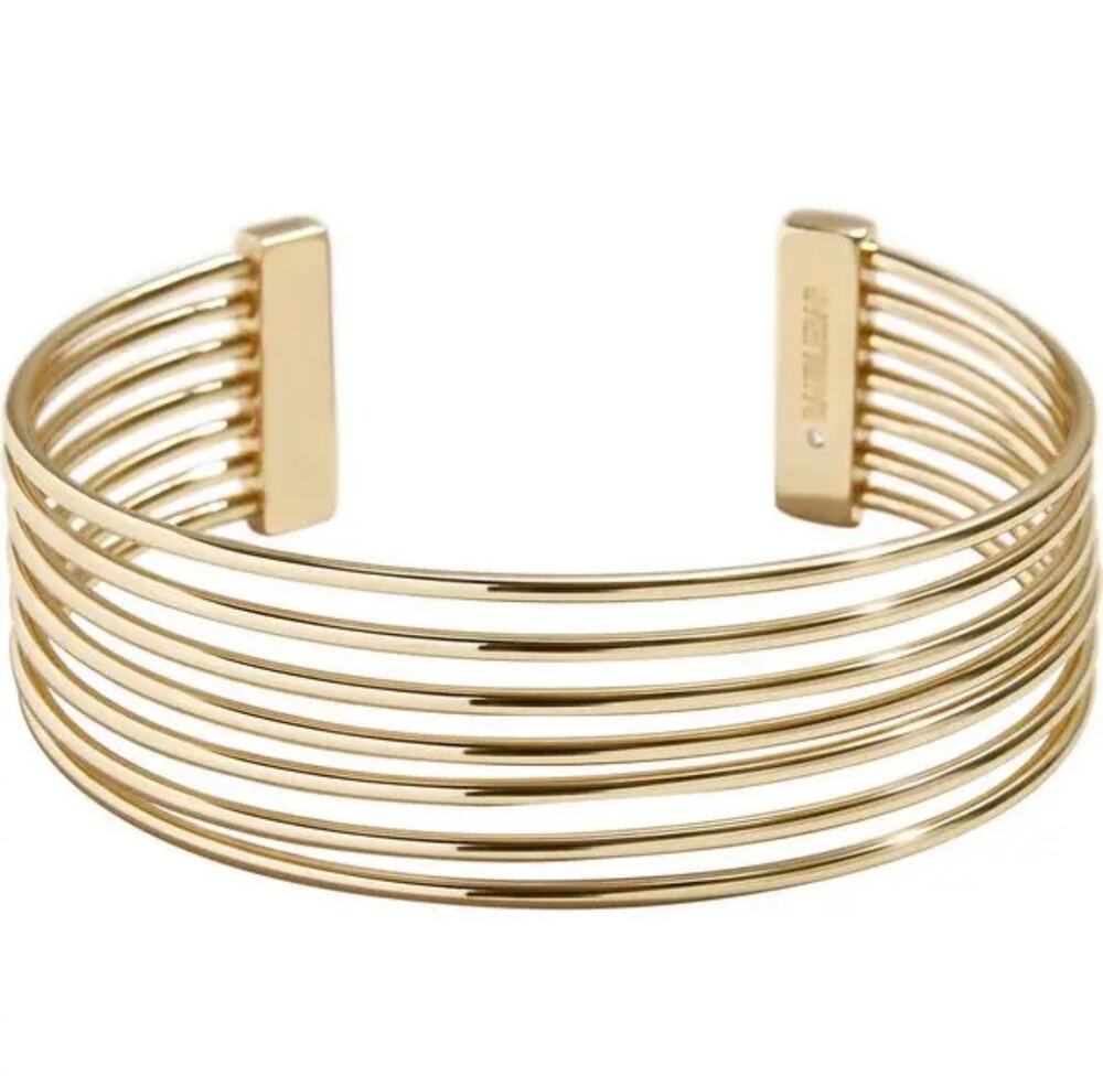 Baublebar Kaity Cuff Bracelet Gold tone Multi Layer Preppy Minimalist Jewelry